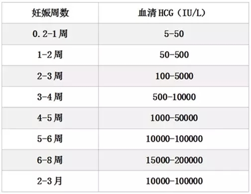 妊娠期间血HCG的变化